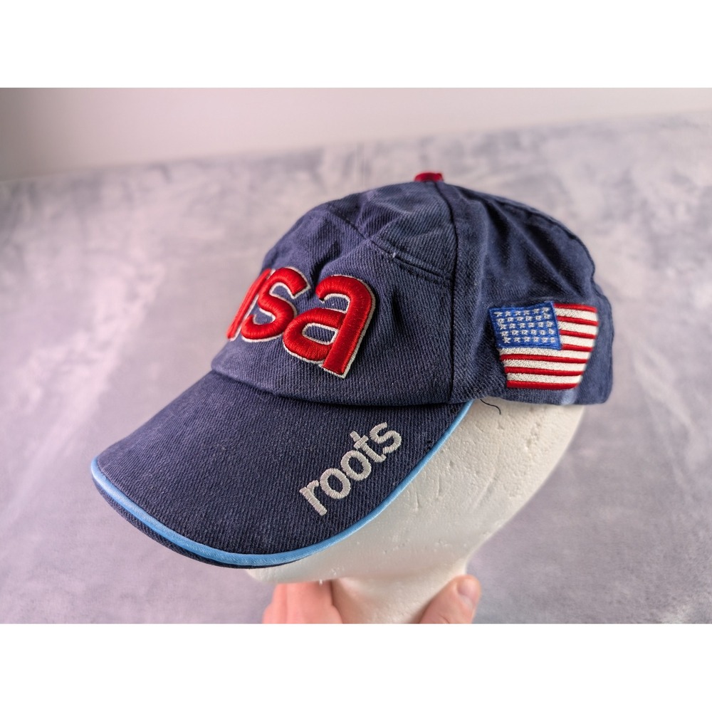 Roots 2002 Winter Olympic Games USA Baseball Cap Navy Blue Adjustable Hat - Picture 2 of 6